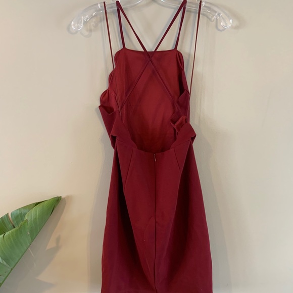 Wine Red Scalloped Hem Mini Dress Medium open back - Picture 8 of 16